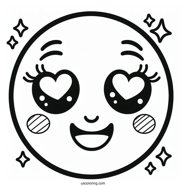 Smiling Face With Heart Eyes Emoji Coloring Page For Preschoolers
