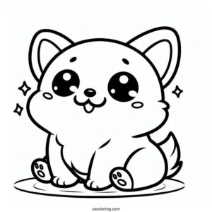 Kawaii Corgi Outline For Preschoolers