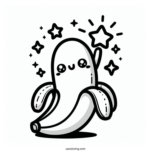 Cute Smiling Kawaii Banana Coloring