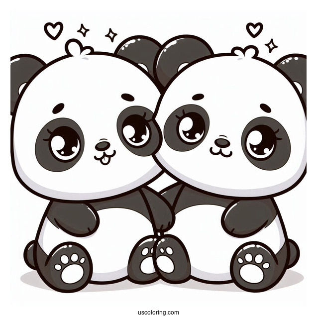Two Cute Kawaii Pandas