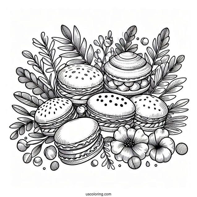 Coloring Page Of Macaroons