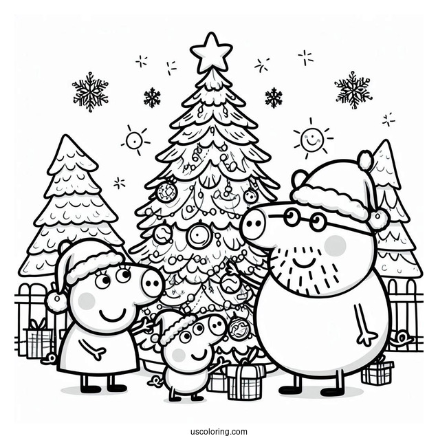 Peppa Pig Family Setting Up Christmas Tree