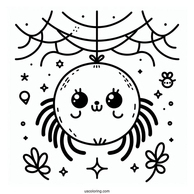 Simple Outline Of Cute Spider For Preschoolers