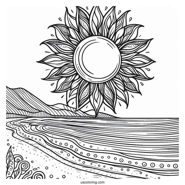 Big Sun Shining Over The Beach