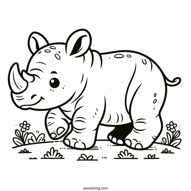 Rhino Coloring Page For Preschoolers