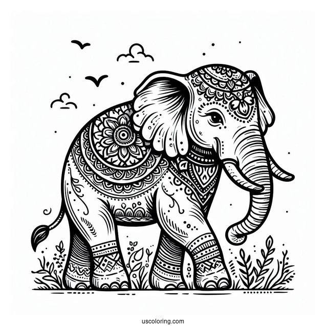 Big Indian Elephant In The Wild