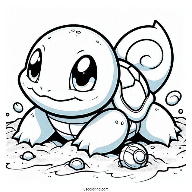 Squirtle Coloring Page Rolling On Sand