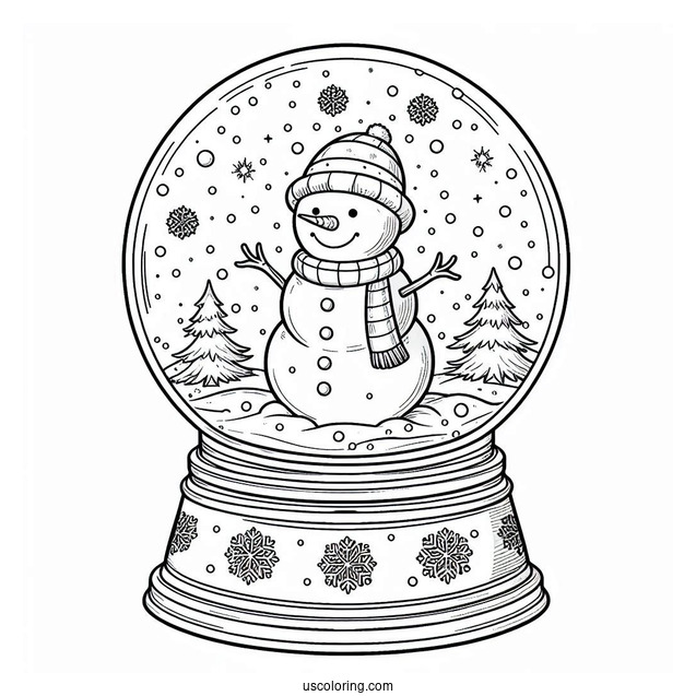 Snow Globe With Snowman Inside To Color