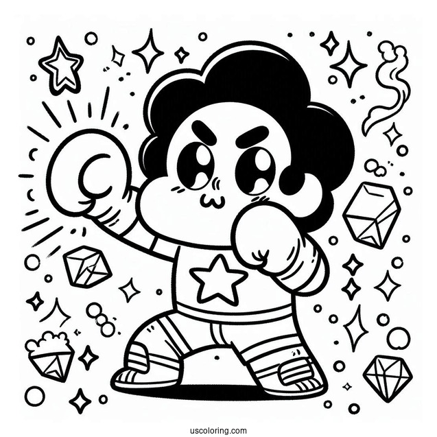 Steven Universe Coloring Page Of Kawaii Steven Universe Punching Air For Preschoolers