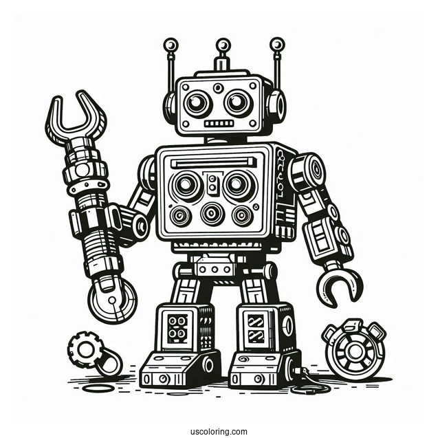 Vintage Lego Robot Coloring Picture
