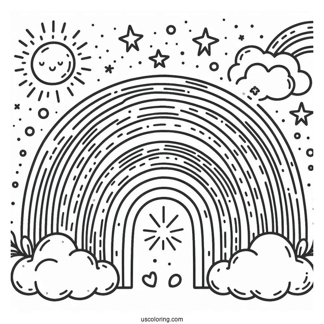 Coloring Page Of Rainbow For Toddlers
