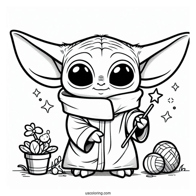 Cute Baby Yoda And Stich To Color