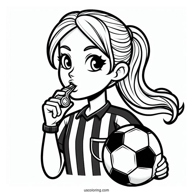 Soccer Referee Blowing Whistle To Color