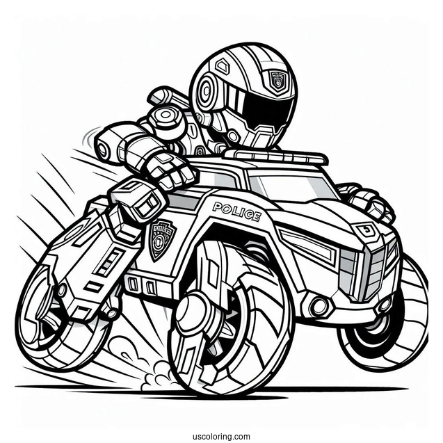 Chase The Police Rescue Bots Coloring Page