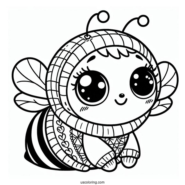 Cartoon Bee Coloring Page Wearing A Jumper For Kids