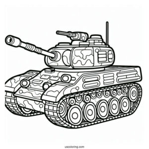 Simple Military Tank for Preschoolers to Color In