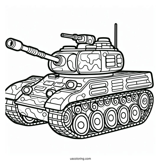 Simple Military Tank for Preschoolers to Color In