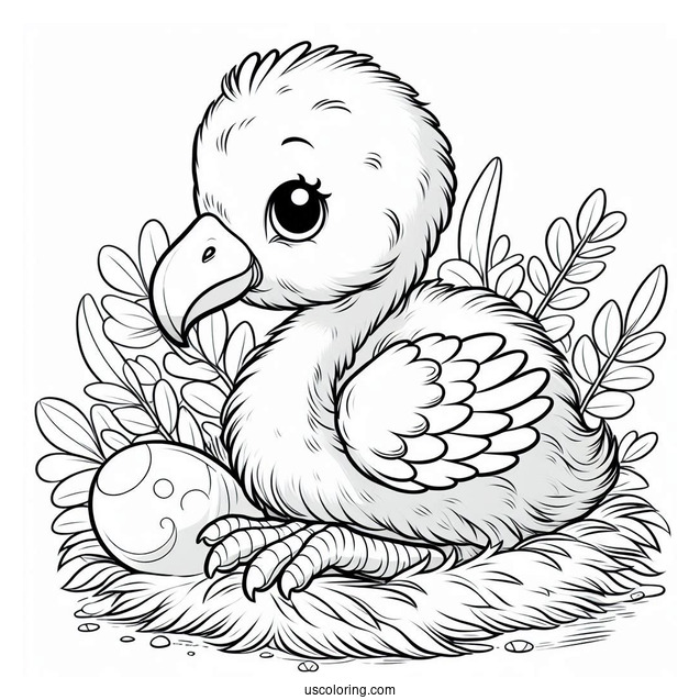 Adorable Baby Flamingo To Color