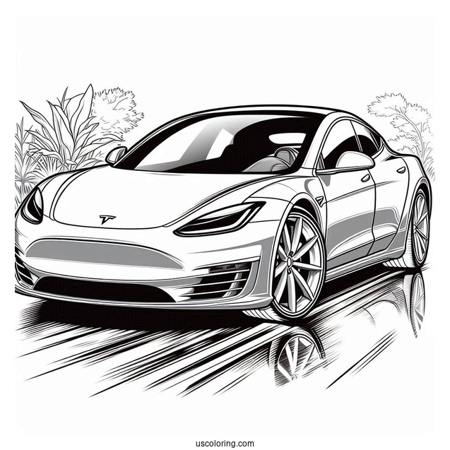 Tesla Roadster Coloring Page