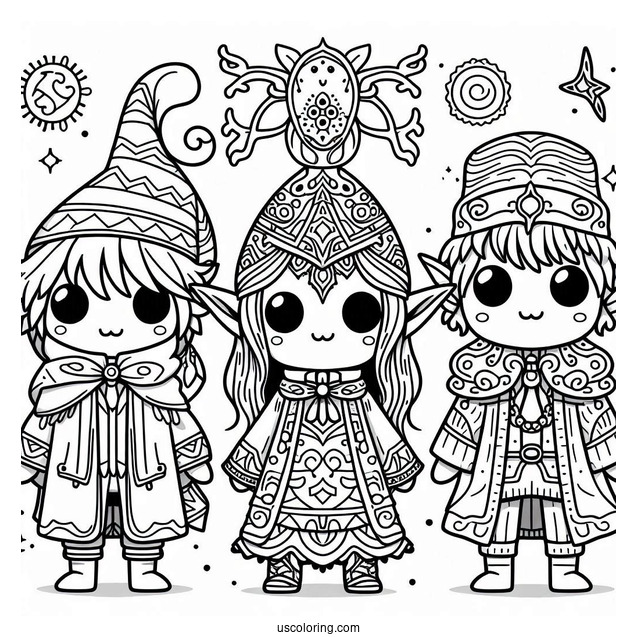 Sprunki Coloring Page Of Simon, Raddy, Durple, And Vineria For Kids