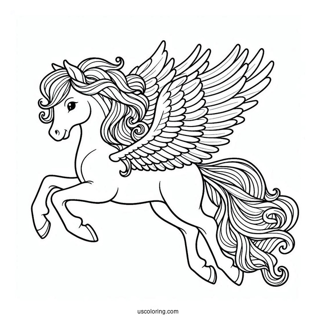 Easy Pegasus Coloring Page Outline For Kids