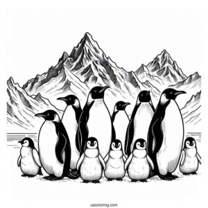 Colony Of Emperor Penguin Coloring