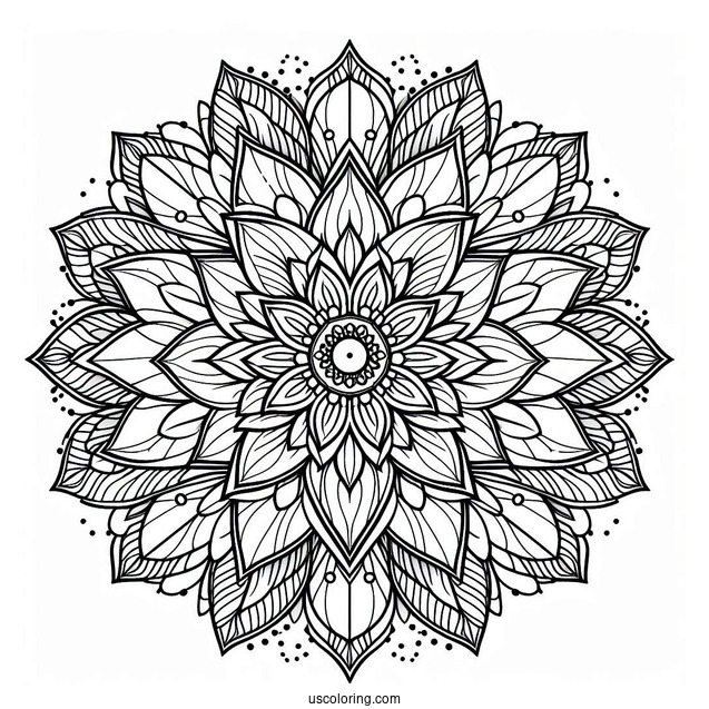 Majestic Flower Mandala Coloring Page With Detailed Petals