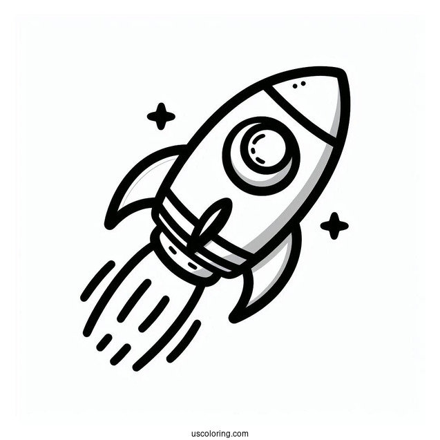 Easy Outline Of a Rocket To Color For Preschoolers
