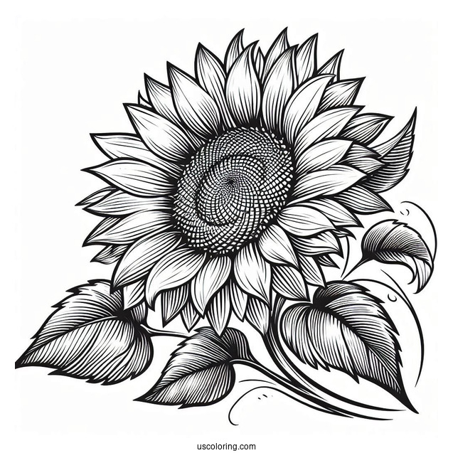 Big Bold Sunflower Coloring For Adults