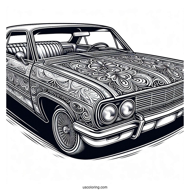 Impala Lowrider Coloring Page With Custom Design