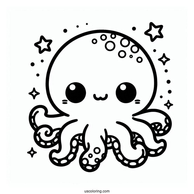 Cute Baby Octopus Coloring Page For Preschoolers