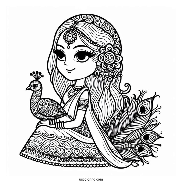 Simple Peacock Coloring Picture For Kids