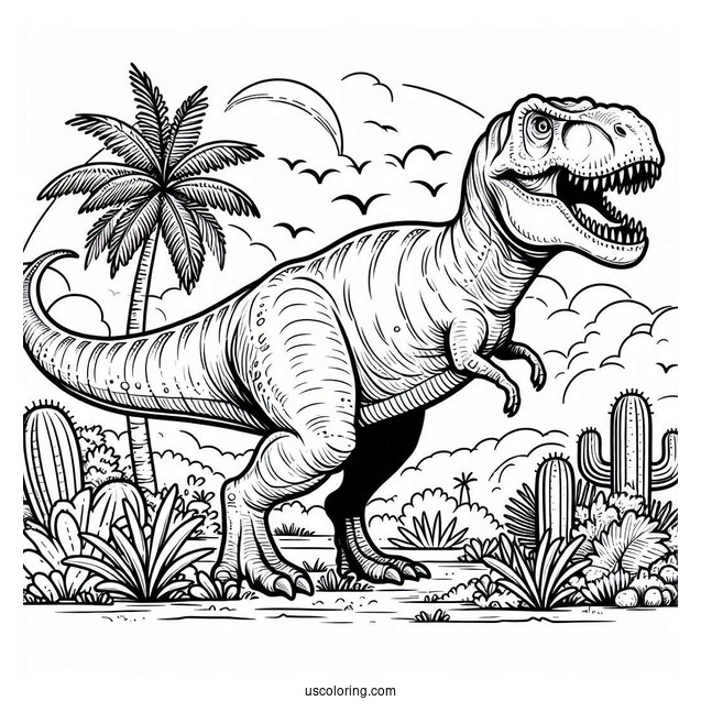 Detailed Tyrannosaurus Rex Coloring Sheet
