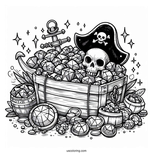 Pirates Gold and Gem Bounty To Color