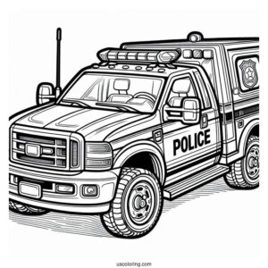 Police Truck Coloring Picture