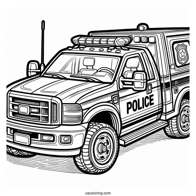 Police Truck Coloring Picture