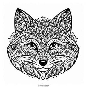 Intricate Fox Coloring Page Mandala Face