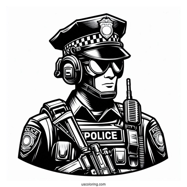 Police State Trooper To Color