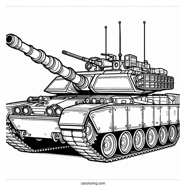 Coloring Page of Military Tank on Standby