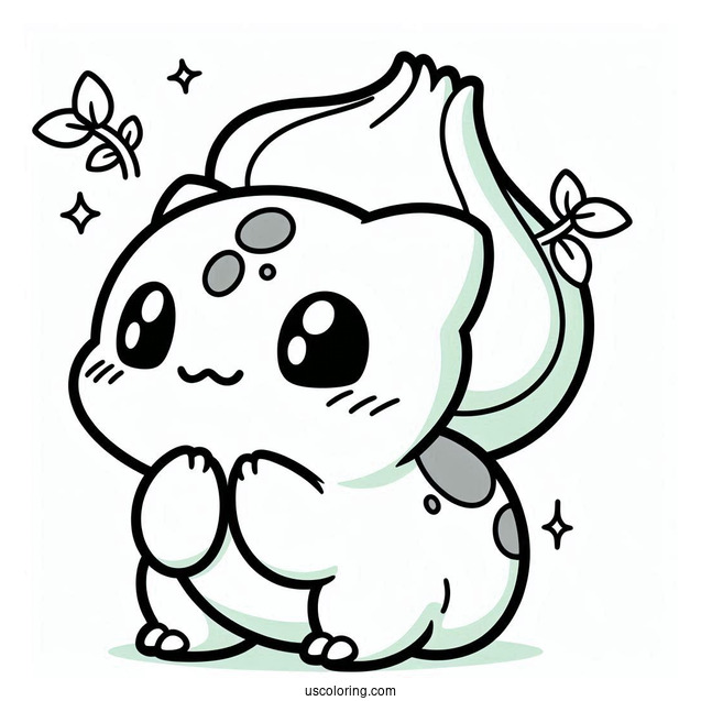 Kawaii Bulbasaur Coloring Page For Preschoolers