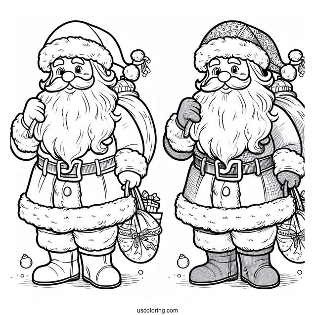 Father Christmas In Complete Suit To Color For Kids