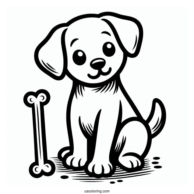 Easy Outline Of Dog With Stick