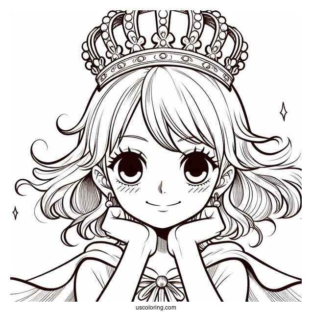 Luffy Coloring Page With Nami Wearing Crowns