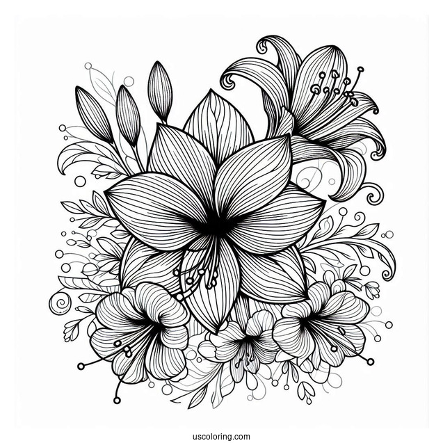 Flower Coloring Pages Of Beautiful Amaryllis Mandala