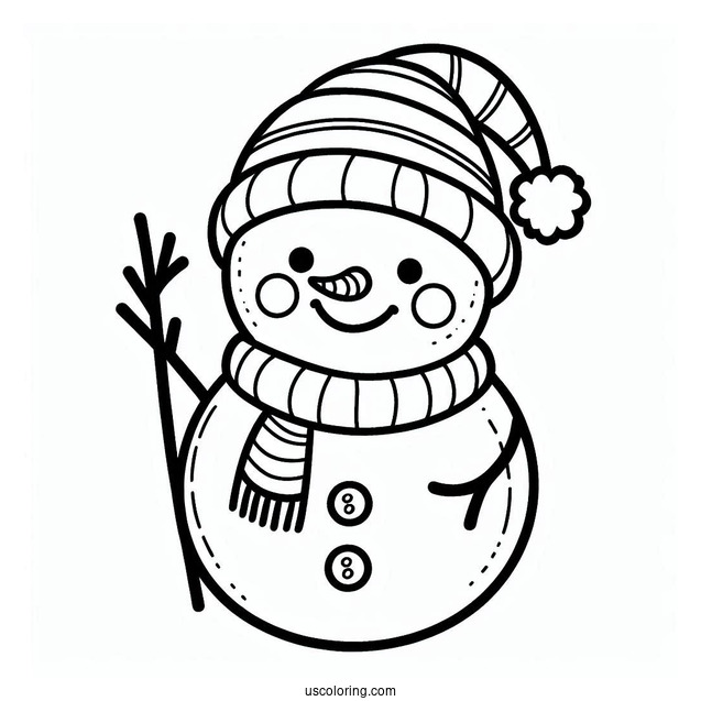 Simple To Color Snowman For Kids