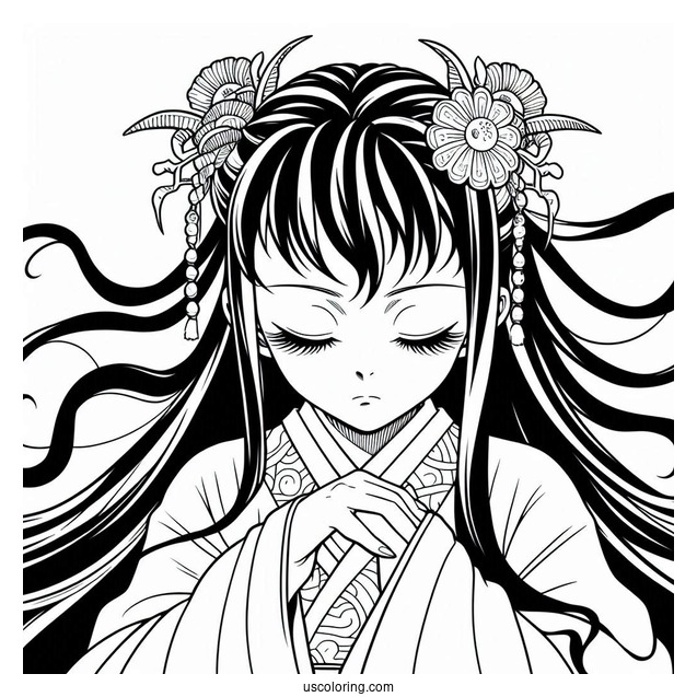 Nezuko Coloring Page Berserk Demon Form