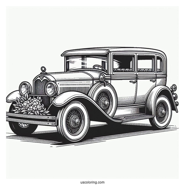 Vintage Sedan Car Coloring Page