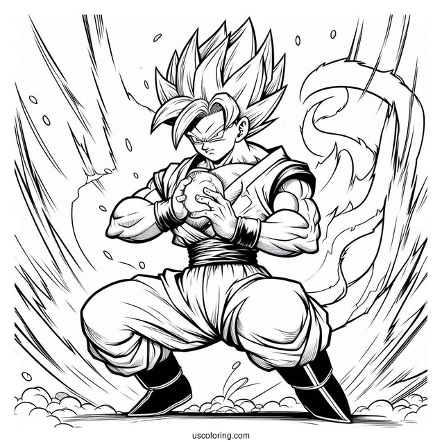 Intense Tien Shinhan in Battle Stance Dragon Ball Z Coloring Page