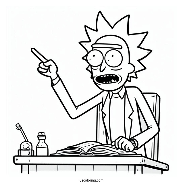 Rick Lecturing Morty Coloring Page