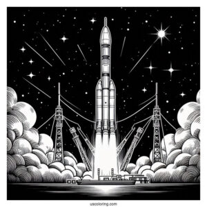 Soyuz Rocket Launching From Pad Coloring PAge